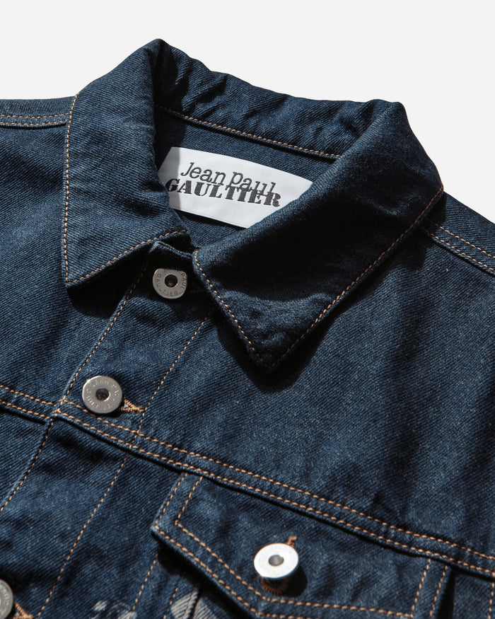 Jean Paul Gaultier Wmns Denim Jacket With Trompe L'Oeil Print Vintageblue Coats and Jackets Denim Jackets 26-01-W-JA035-D027 57