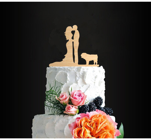 Wooden Travel Theme Bride and Groom Cake Toppers - Assorted Bridal Wood Cake Tops