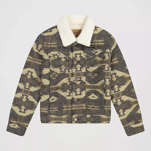 Wrangler Boy's Sherpa Lined Jacquard Print Jacket in Elmwood