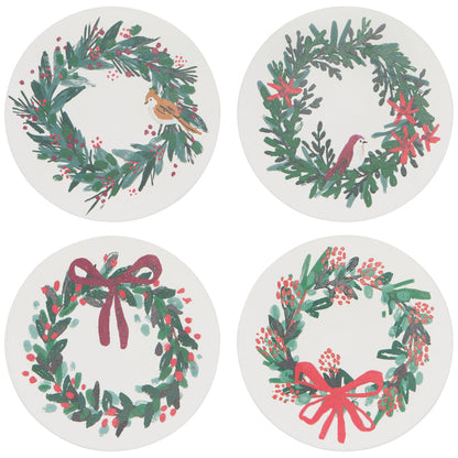 Wreaths Soak Up Christmas Coasters Set of 4