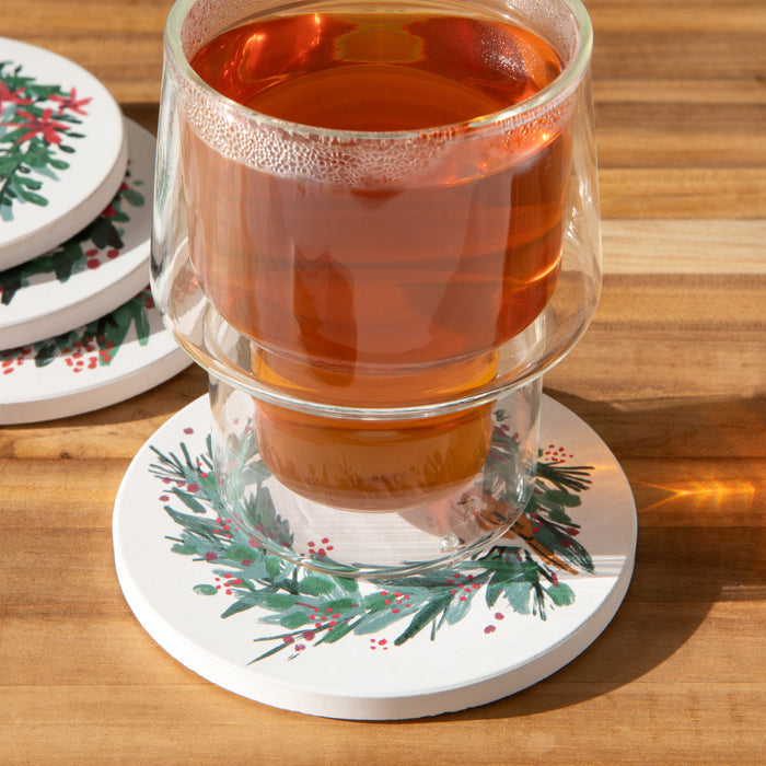 Wreaths Soak Up Christmas Coasters Set of 4