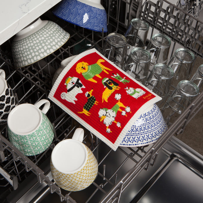 Yule Dogs Swedish Dishcloth