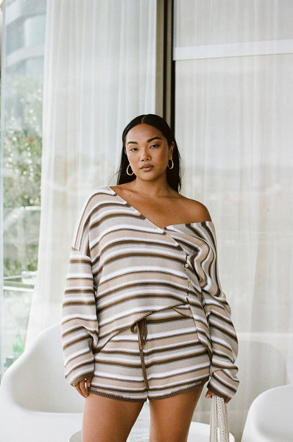 Zessi Knit Top - Cocoa Stripe