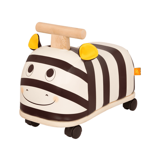 Wooden zebra ride-on.