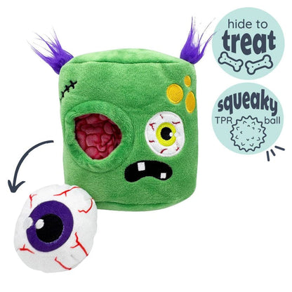 Huxley & Kent Dog Toys Zombie Pop 'n Fetch Pop-Eye Spooky Halloween Plush Squeaky Dog Toy
