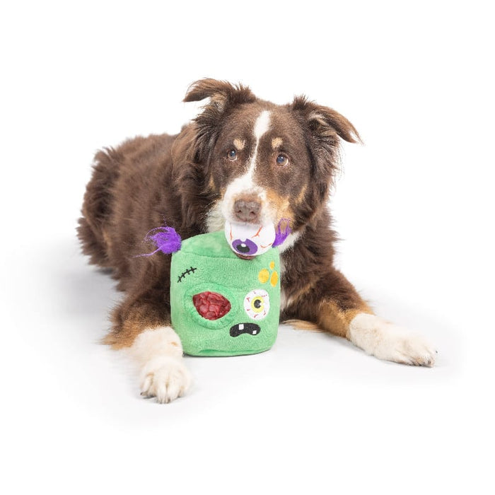 Huxley & Kent Dog Toys Zombie Pop 'n Fetch Pop-Eye Spooky Halloween Plush Squeaky Dog Toy